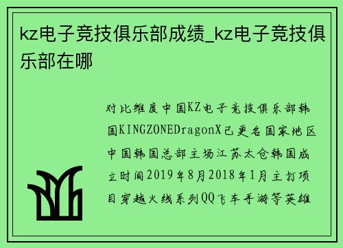 kz电子竞技俱乐部成绩_kz电子竞技俱乐部在哪